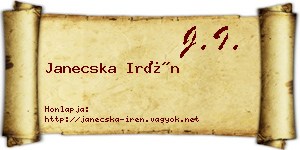 Janecska Irén névjegykártya